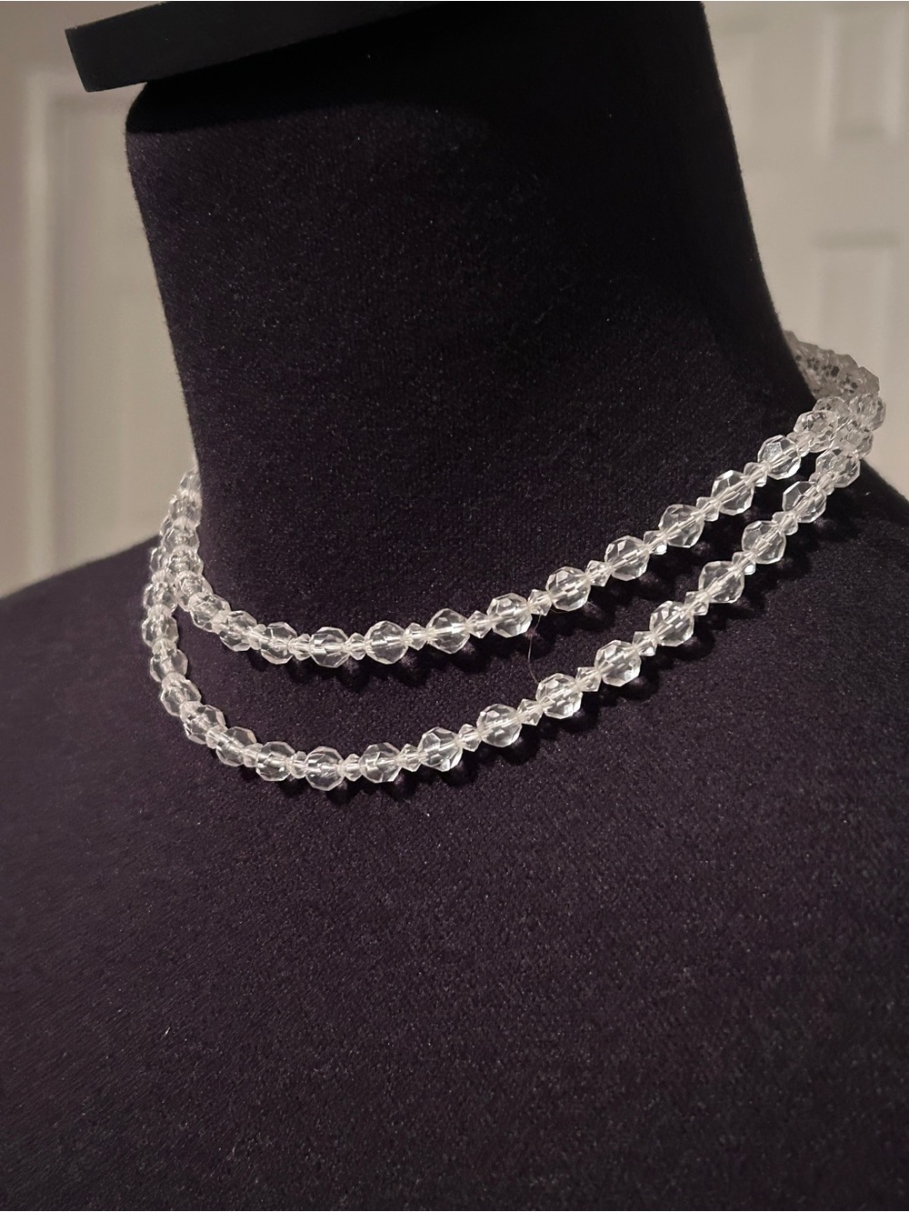 Vintage Mid-Century Clear Lucite Beaded Necklace